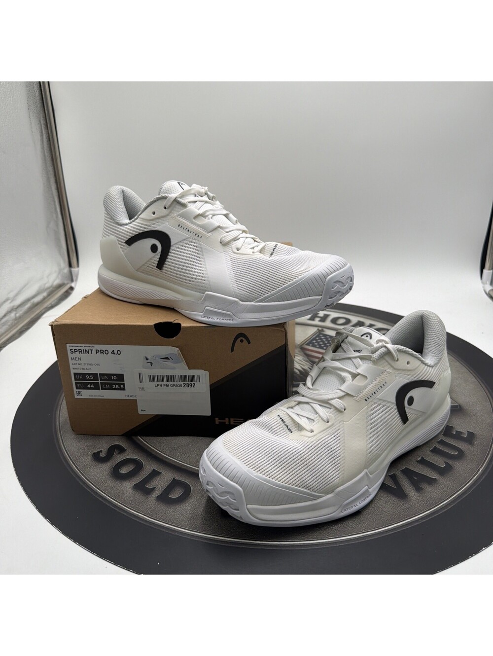 HEAD Sprint Pro 4.0 Mens Tennis Shoes Size 10 White Black All Court Breathable